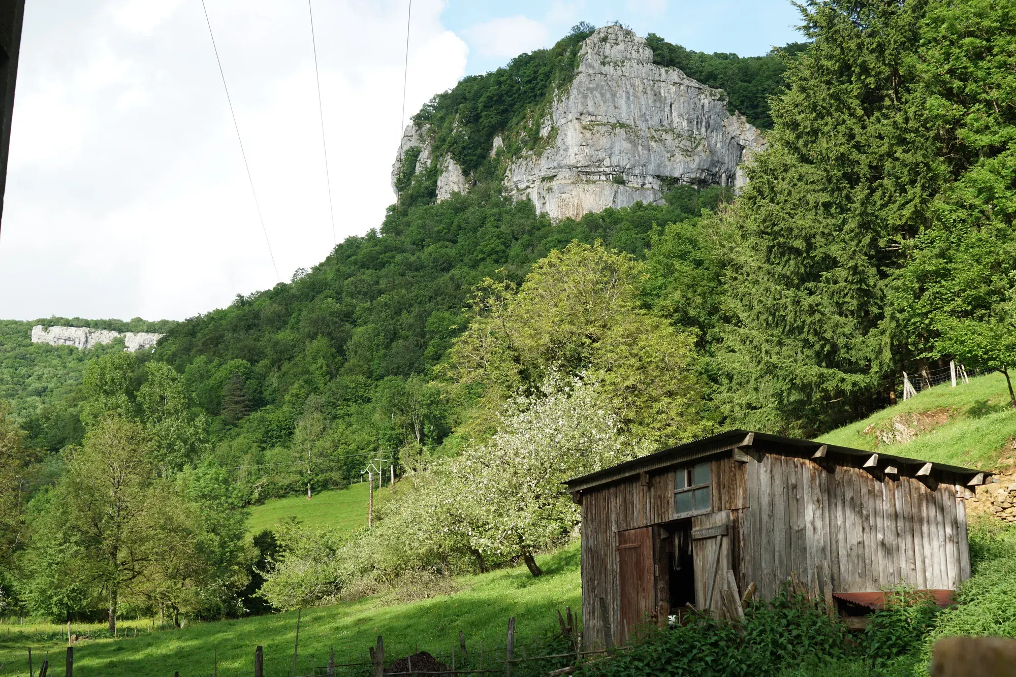 Reculée du Jura, falaises calcaires et vergers